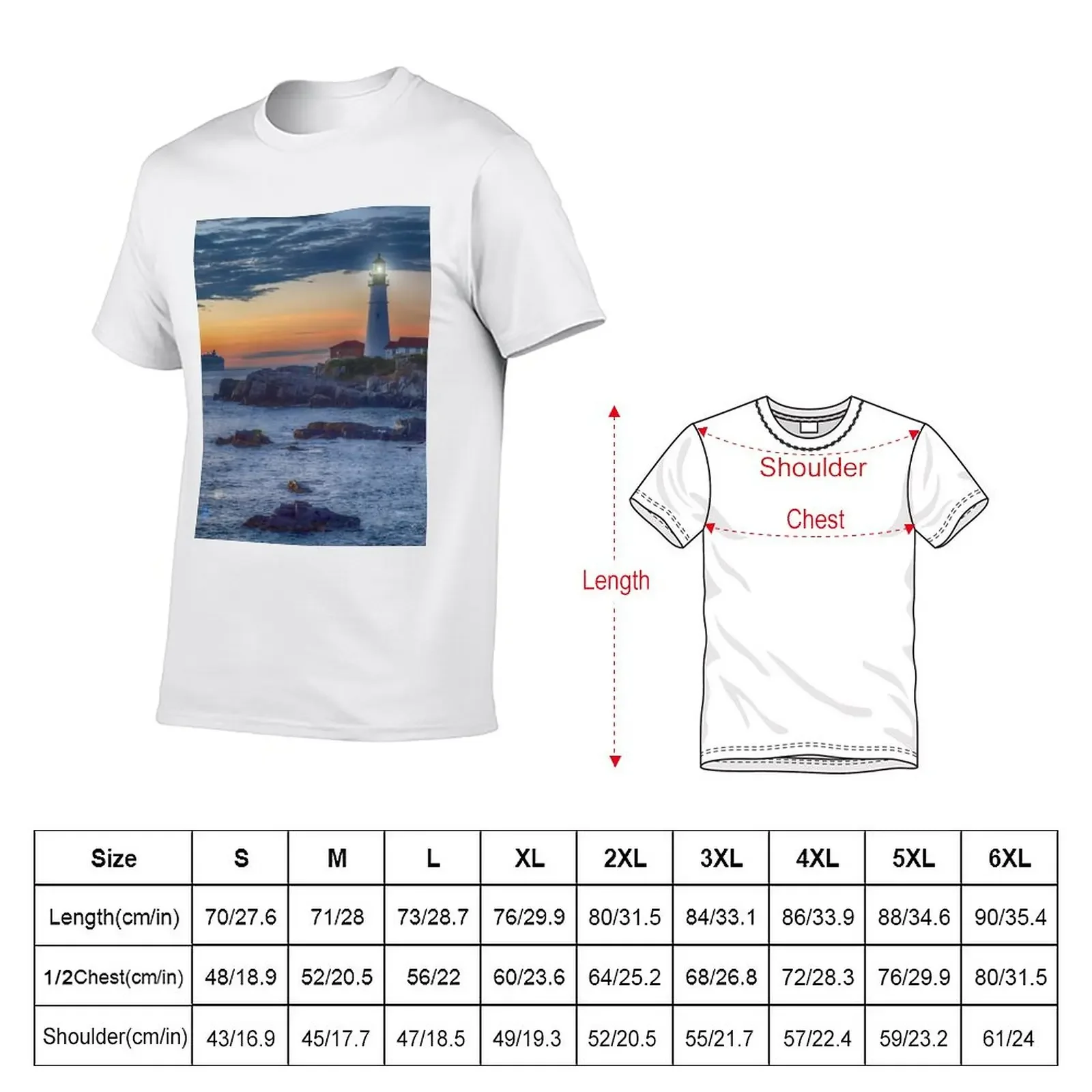 Portland, Maine, Coastal Lighthouse Sunset T-Shirt cute tops sweat shirt hippie clothes T-shirt men