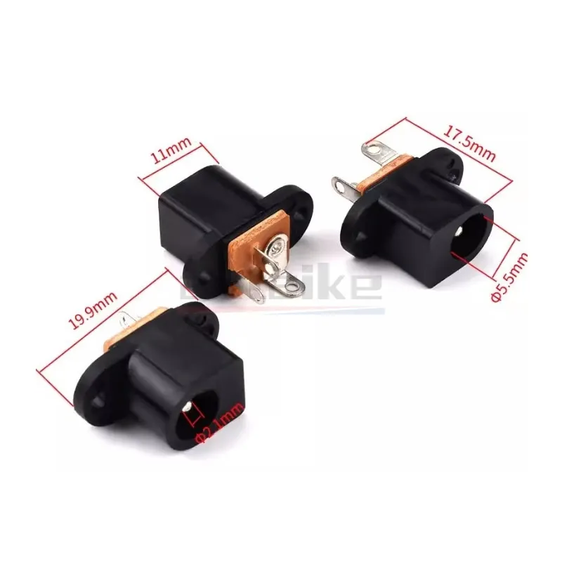 10 peças DC-017 5.5mm * 2.1mm dc fêmea tomada de alimentação com furo de parafuso de orelha 5.5*2.1 dc soquete adaptador conector jack dc017 5.5x2.1