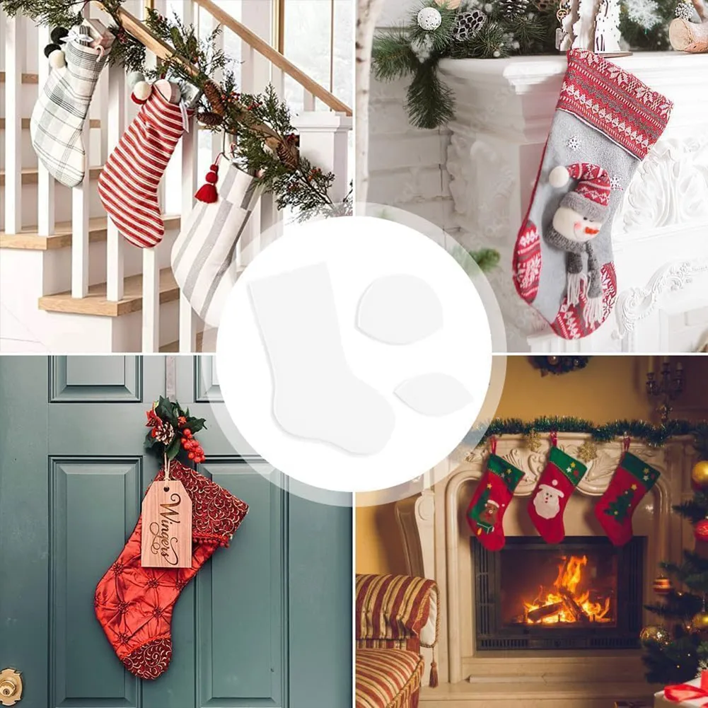 Hand-made Xmas Stocking Template Set Reusable Diy Patchworks Maker Kit for Household Beginners