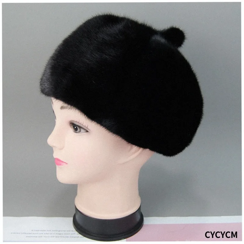 Women Luxurious Handmade Genuine Mink Fur Hats Good Quality Lady Natural Mink Fur Hat Lovely Girl Winter Warm Real Mink Fur Cap