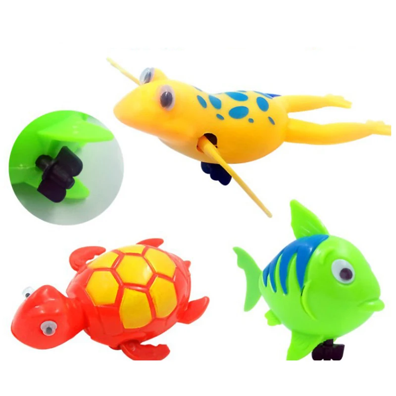 New Kids Chain Up Bathing Toy Baby Clockwork Swimming Turtle Clown Fish Chain Up Swimming Frog Clockwork Toy