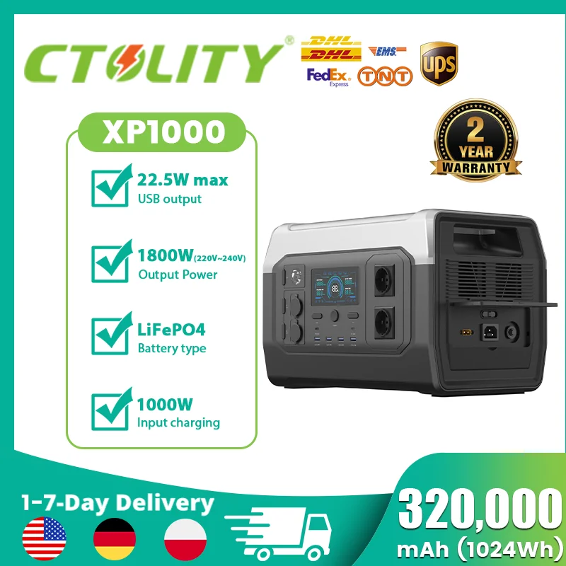 

1800W / 500W / 200W Portable Power Station, 3600W / 1000W / 400W Peak Power Bank, 1024Wh / 345Wh / 192Wh LIfepo4 Battery，Camping