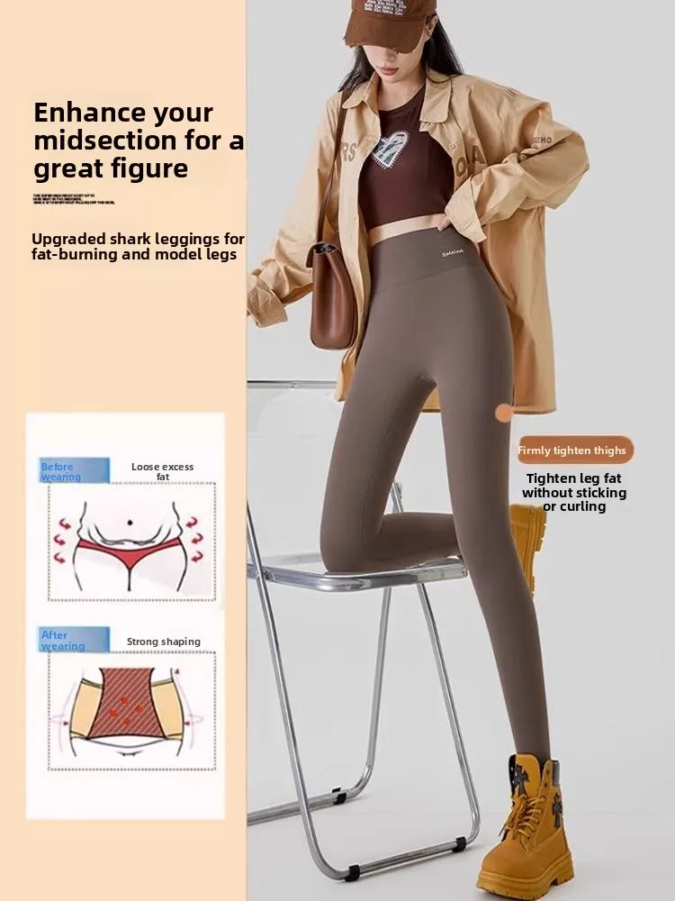 Pantalones de Yoga de piel de arca con forro de Fce para mujer, pantalones largos informales de cintura alta, cálidos y ajustados, para otoño e invierno