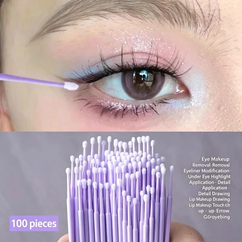 100/300/500Pcs Nano Cotton Swab Makeup Fine Head Cotton Swab Eyelash Removal Beauty Eyelash Lines Embroidery Cleaning Stick