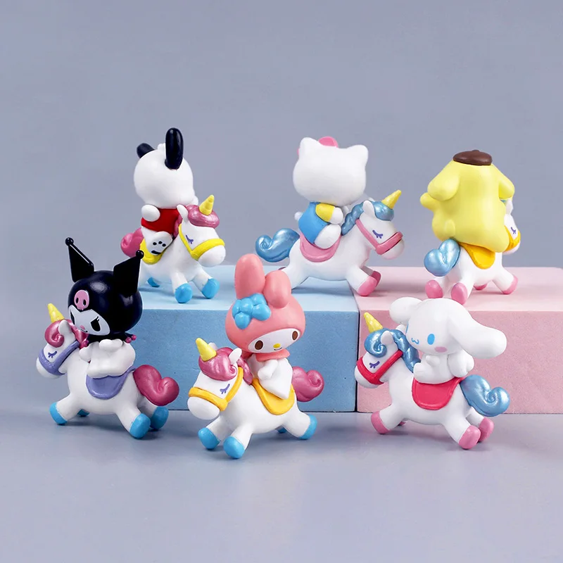 #18 SANRIO Figurines Riding a Horse Figures Mystery Box Figures Toys Anime Model My Melody Kuromi Cinnamoroll Hello Kitty