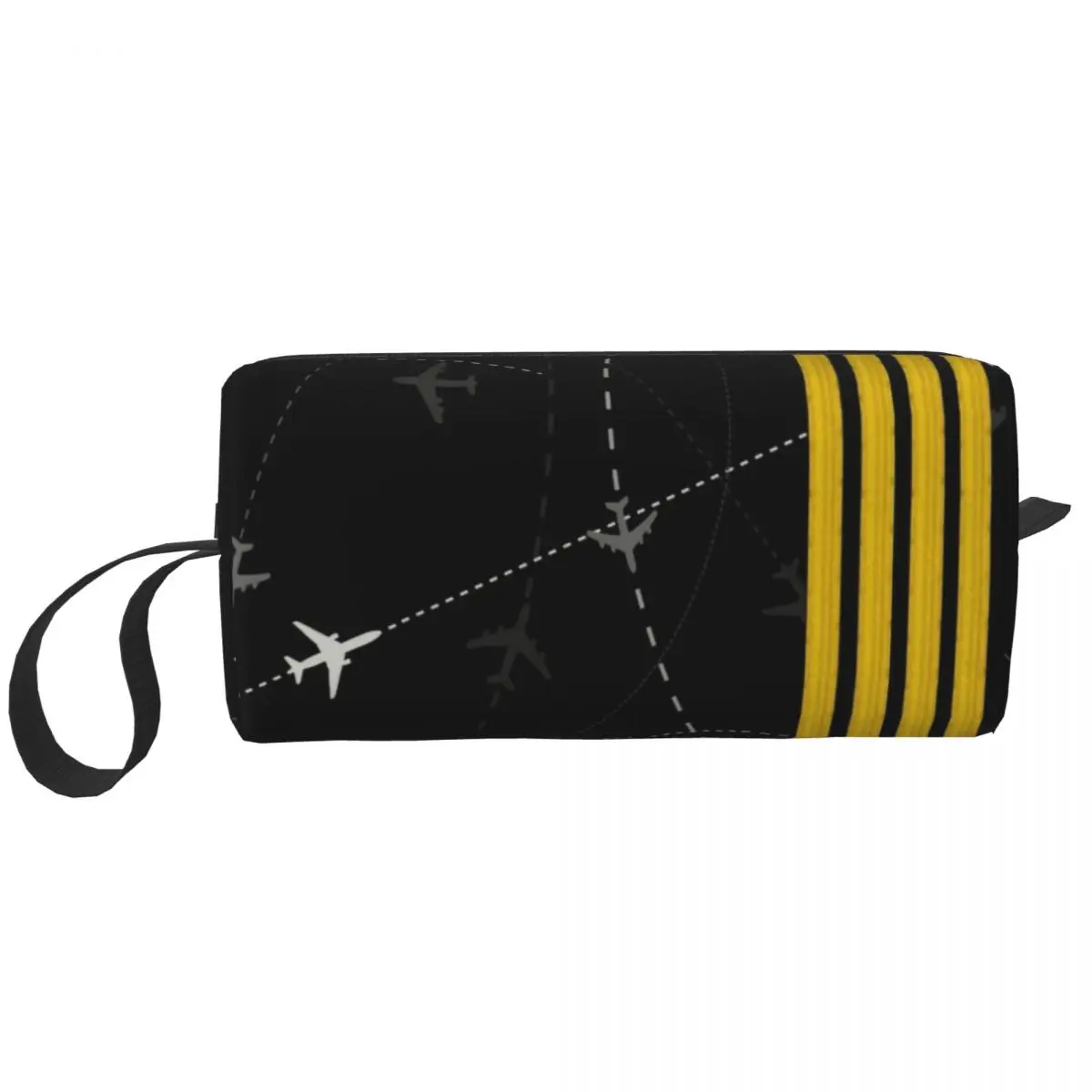 Airplane Flight Routes Stripes Toiletry Bag Aviation Aviator Pilot Makeup Cosmetic Organizer Lady Beauty Storage Dopp Kit Case