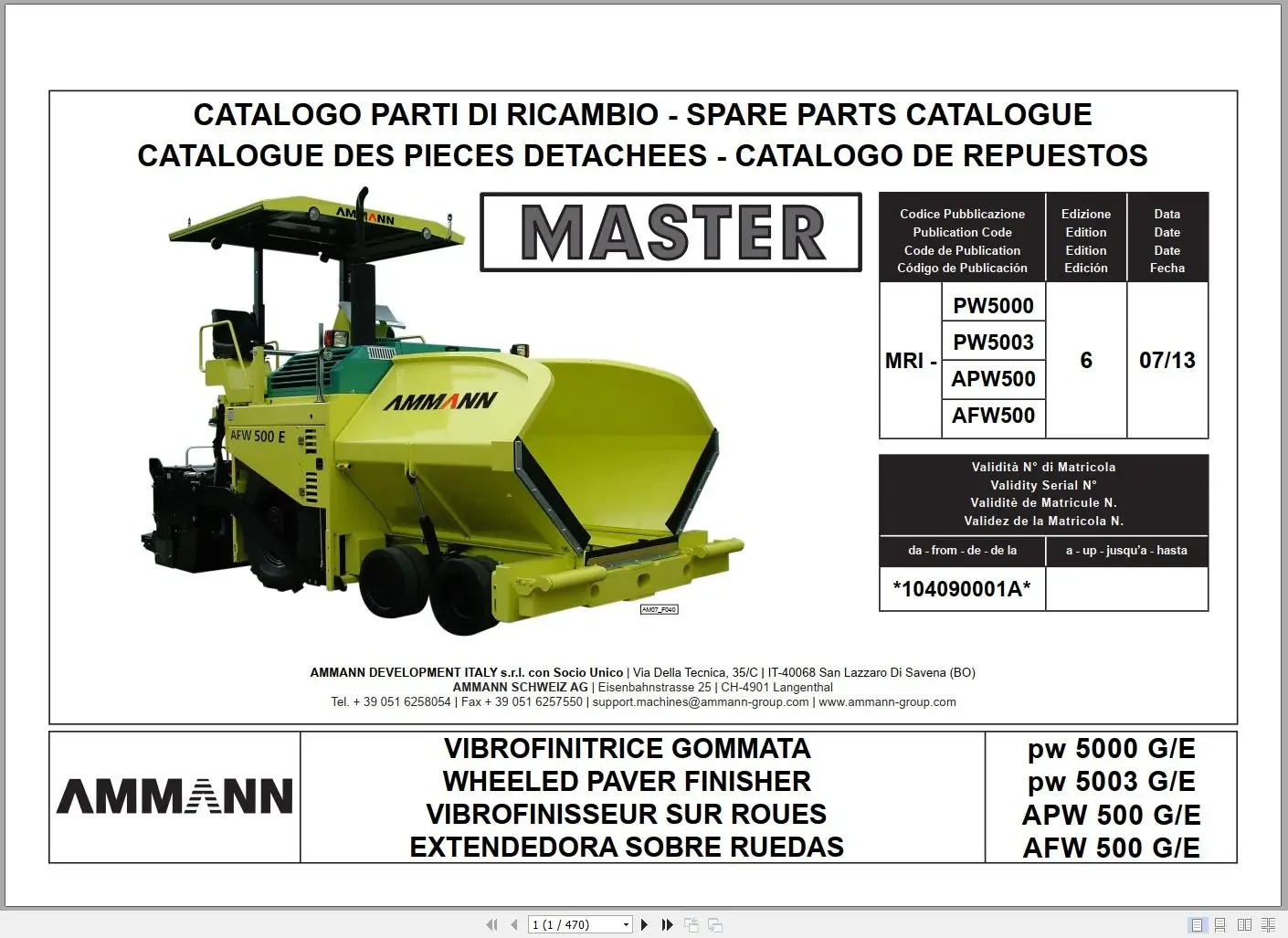 Ammann 2023 Parts & Operation Workshop Manual 46.6 GB PDF