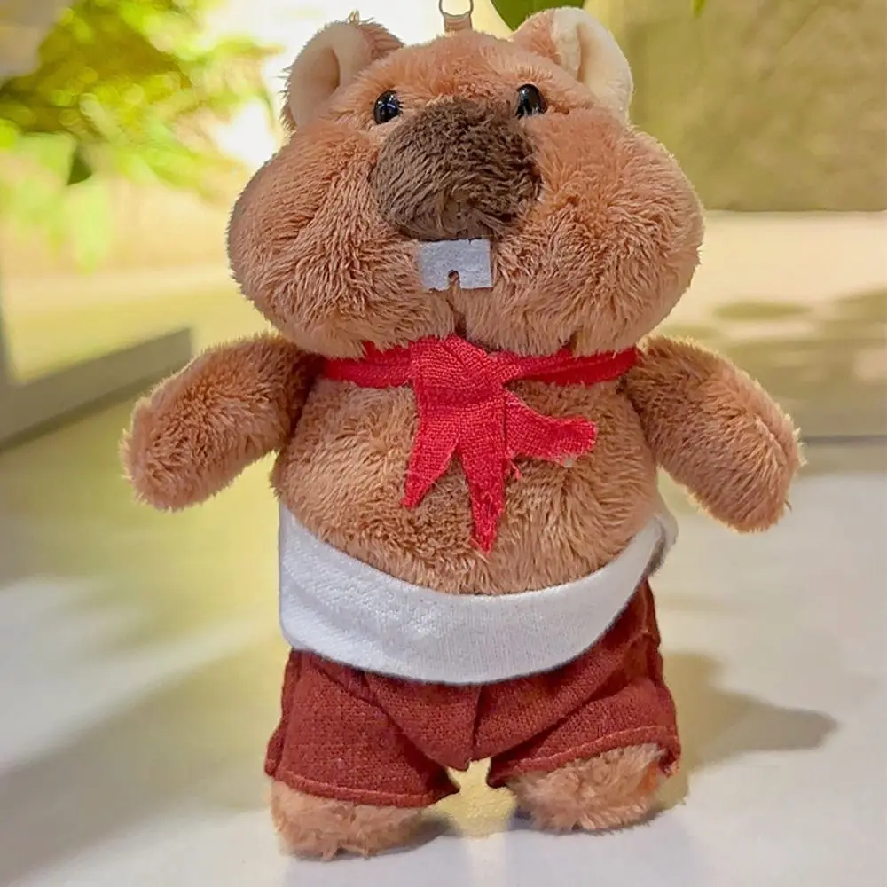 Cartoon Design Groundhog Plush Keychain Stuffed Doll Soft Texture Groundhog Backpack Doll Kawaii Lovely Plush Bag Pendant