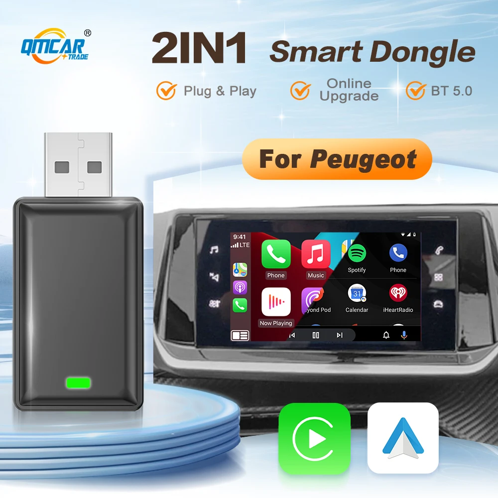 

Android Auto Carplay Wireless Adapter 2in 1 smart Dongle For Peugeot 208 2008 308S 3008 4008 408 301 308 308 SW 508