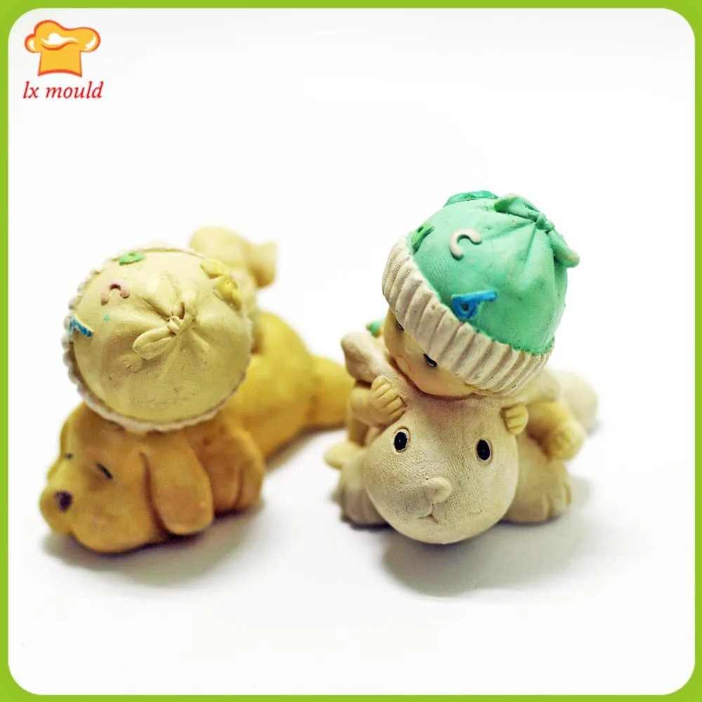 New 3D Cartoon Doll & Dog Candle Silicone Mould DIY Rabbit and Baby Soap Tools Handmade Baby Mold