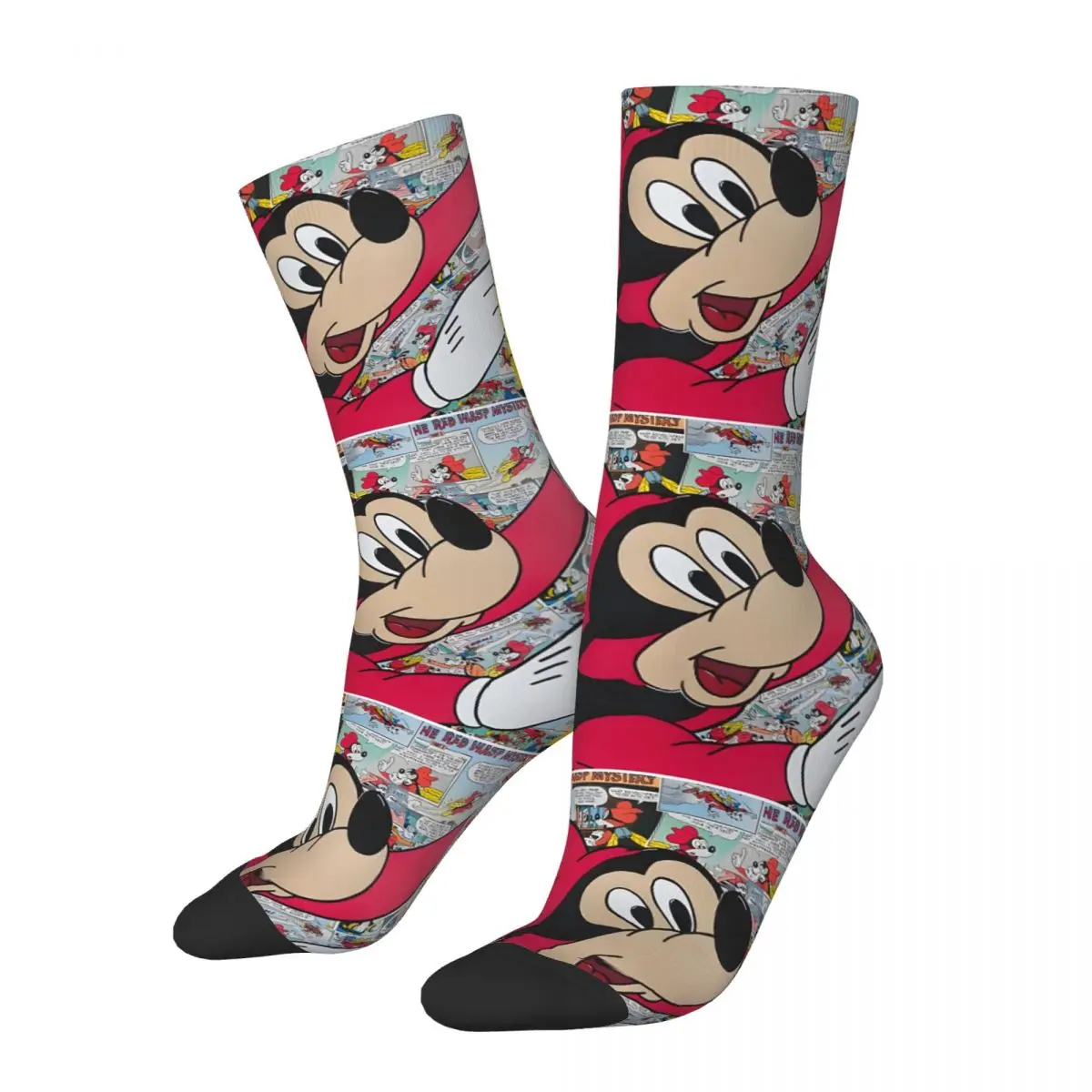 Happy Funny Red Wasp Vintage Harajuku Disney Mickey Mouse Hip Hop Novelty Pattern Crew Crazy Sock