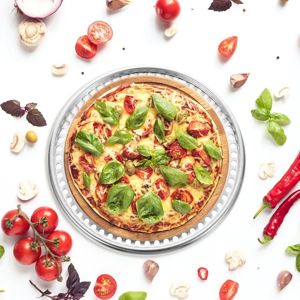 

Pizza Pan Baking Trays Round Shaped Perforated Oven Safe Non Stick Kitchen Tool Multifunction baking pan household pizza pan