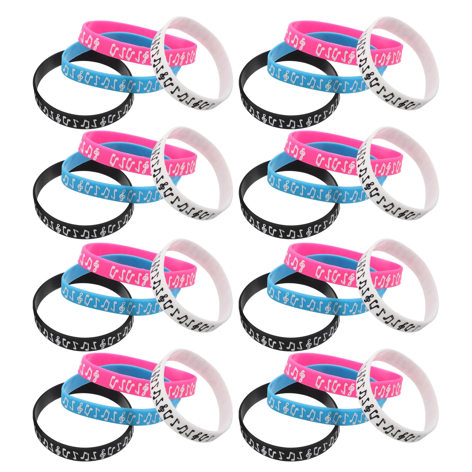 

32pcs Music Note Silicone Bracelets Unique Design Comfortable Waterproof Adjustable For Music Festival Party Favor Jewelry Gift