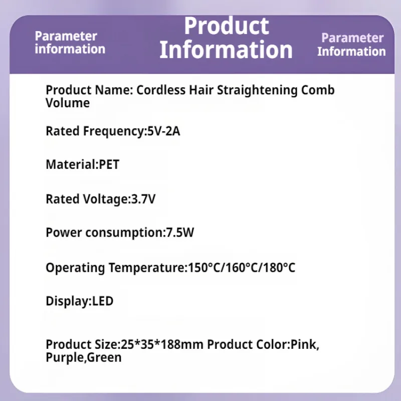 Home Mini Portable Wireless Straight Hair Comb USB Charging Straight Roll Dual-use Comb