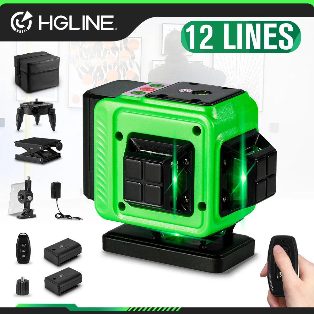 

HGLINE 12 Lines Laser Level Mini Portable Laser Beam Line 3D Self-Leveling 360 Horizontal And Vertical Cross With Power Display