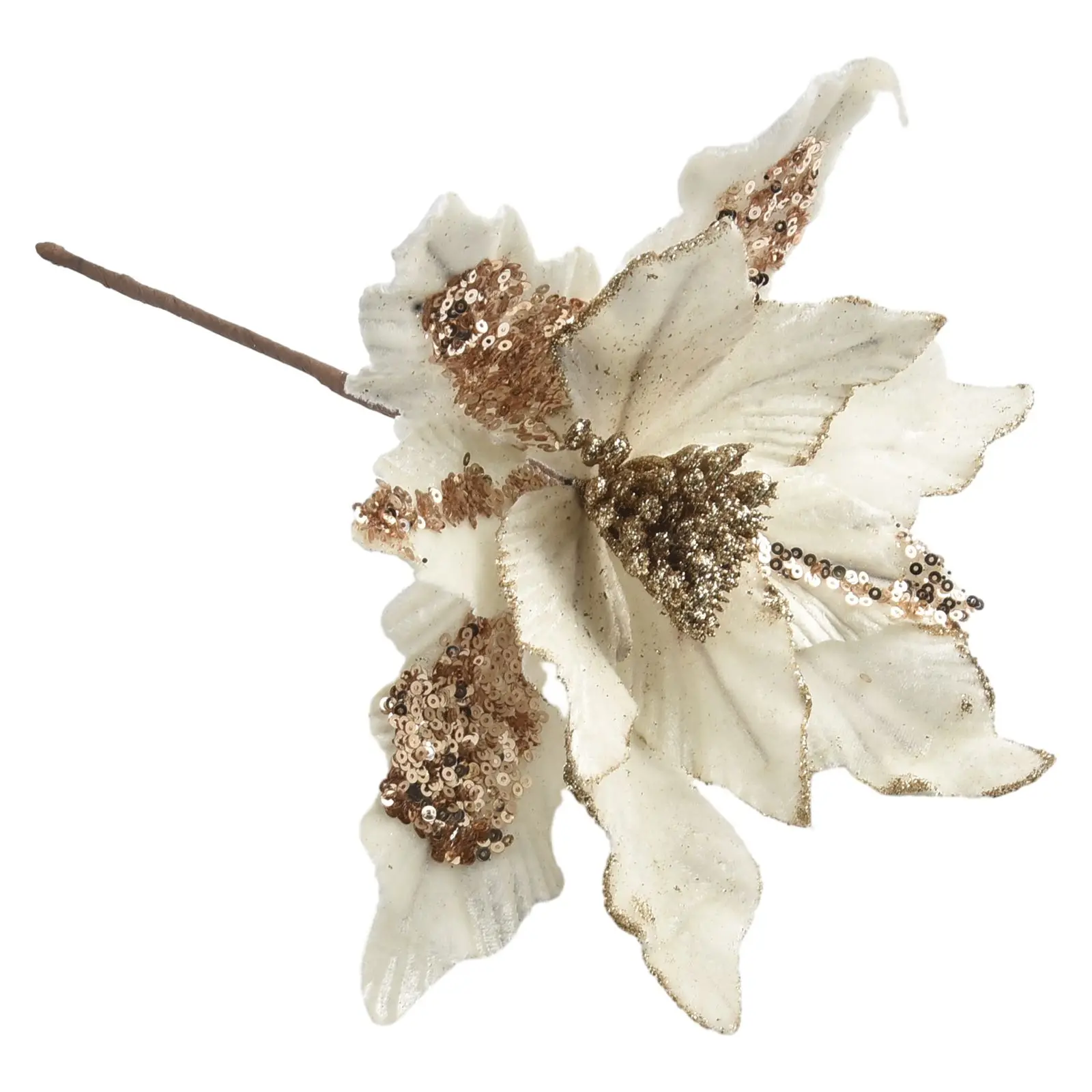 

28cm Glitter Poinsettia Flower Hanging Decoration for Christmas Tree with Sparkling Design Suitable for Holiday and Party Use