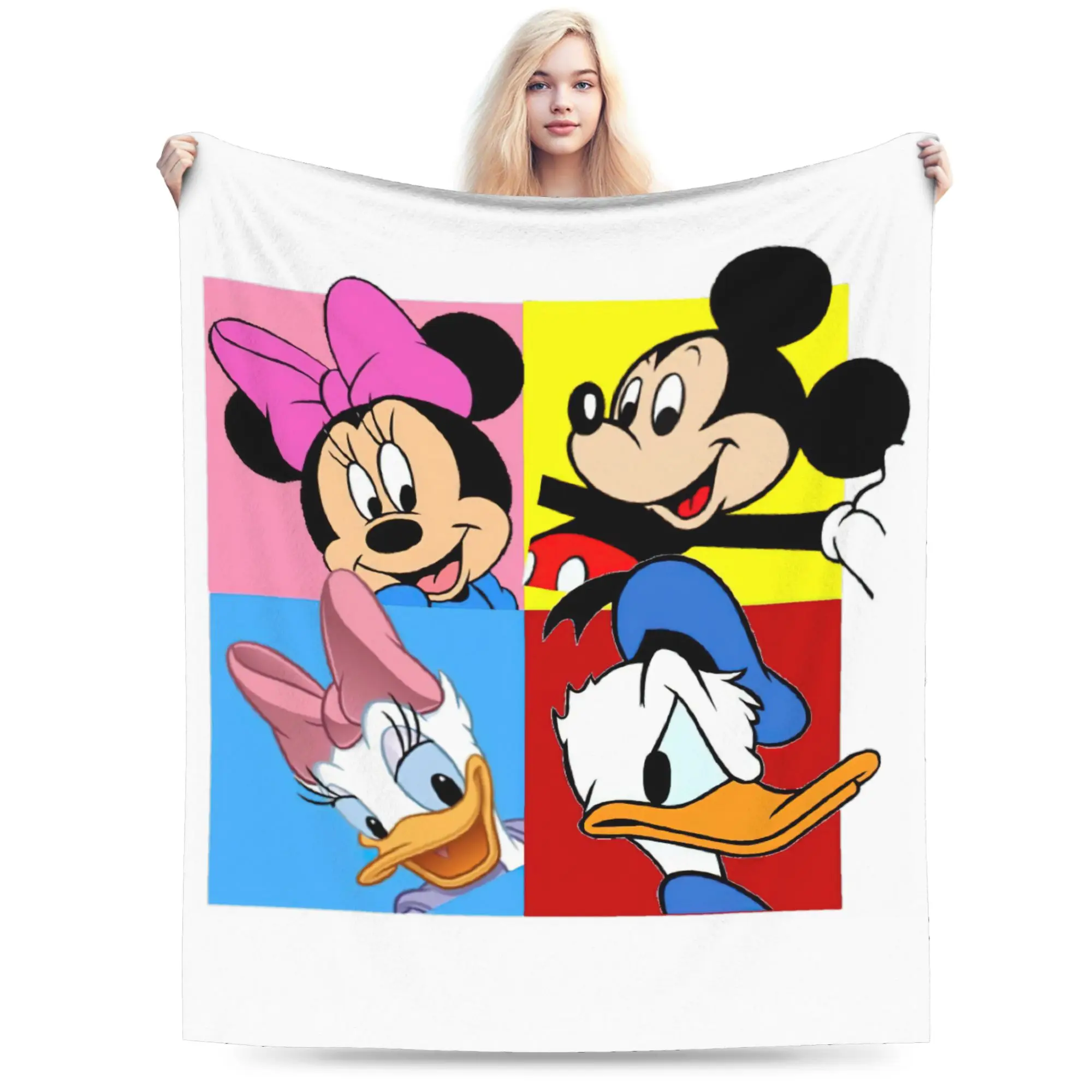 ميكي ميني ماوس دونالد داك الكرتون بطانية ديزني الصوف مضحك الدافئة رمي البطانيات للديكور المنزل