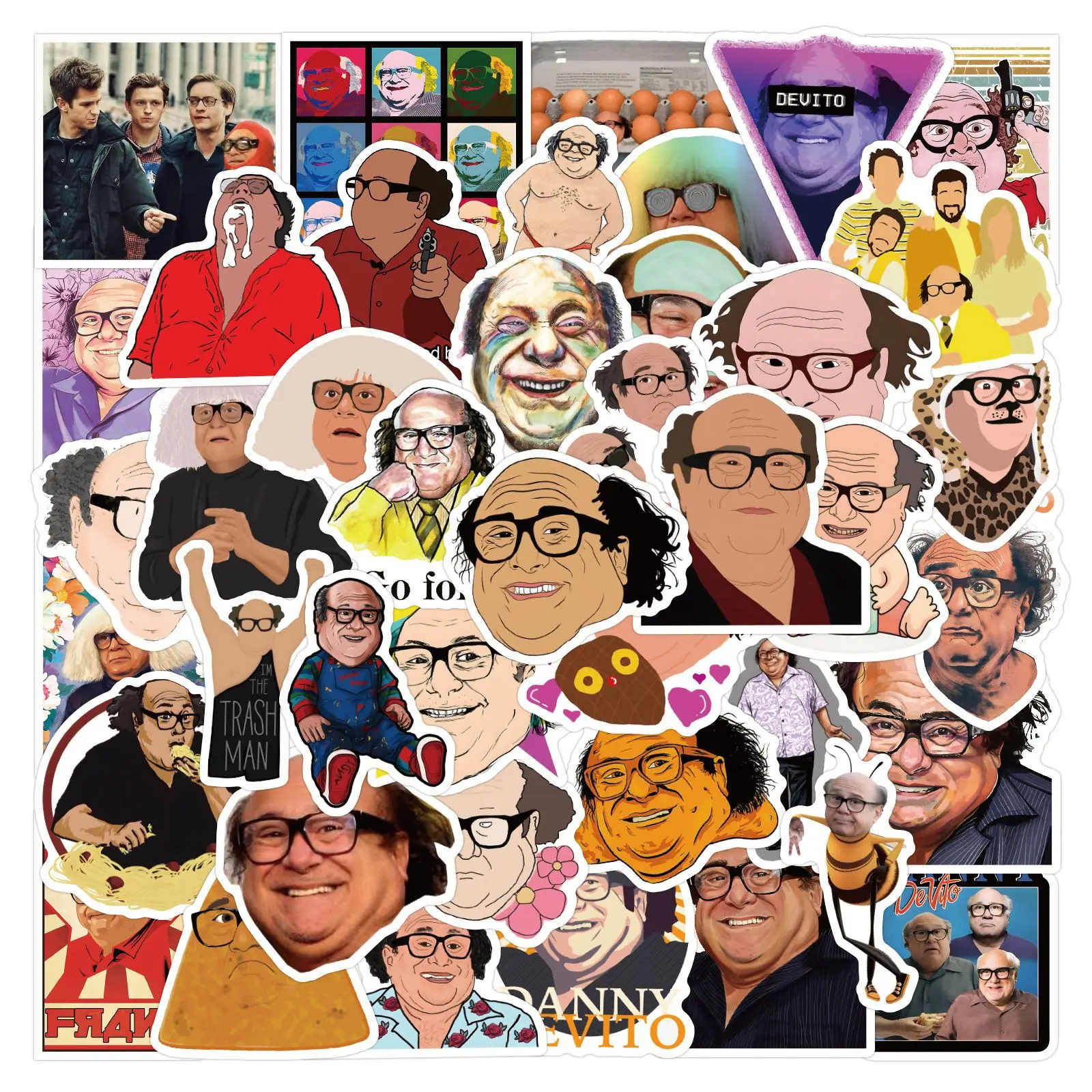 10/30/50PCS Danny Devito Cartoon Aufkleber Lustige Meme Graffiti Aufkleber DIY Sammelalbum Laptop Gitarre Auto Fahrrad Skateboard Aufkleber Spielzeug