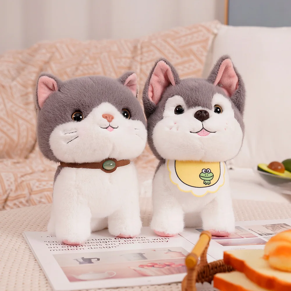 

25cm Cute Cat & Dog Doll Simulation Cat Plush Anime Toys Creative Cat Plush Kids Christmas Gift Simulation Pet Home Decoration