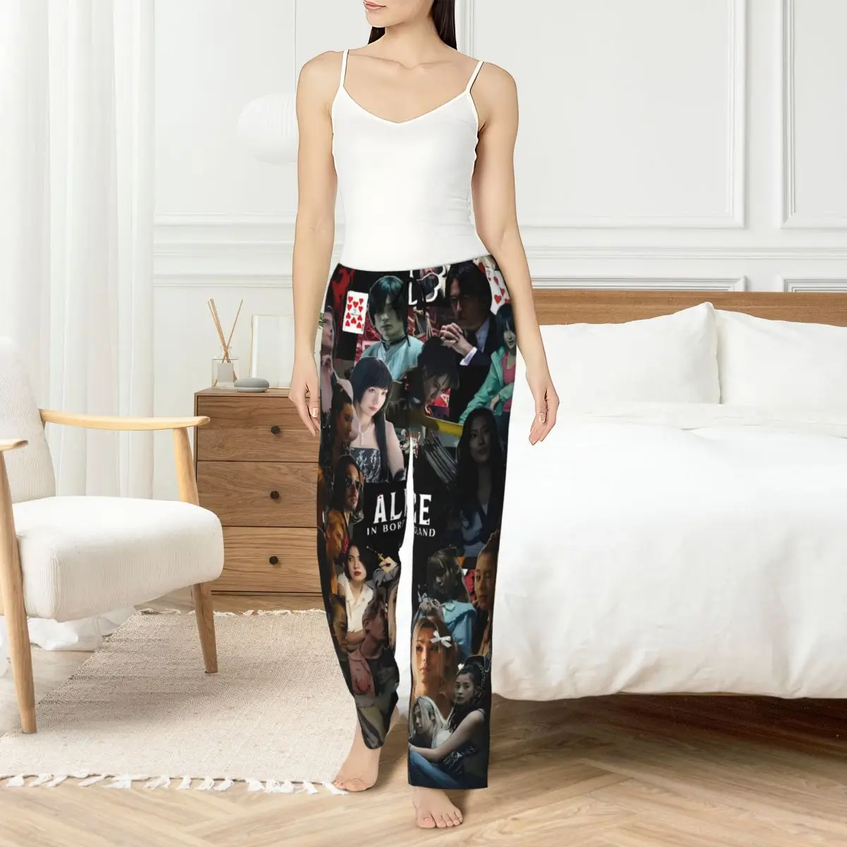 Custom Women's Alice Cartoon In Borderlandes - Chishiya Pajama Pants Printed Sleep Sleepwear Bottoms with Pockets