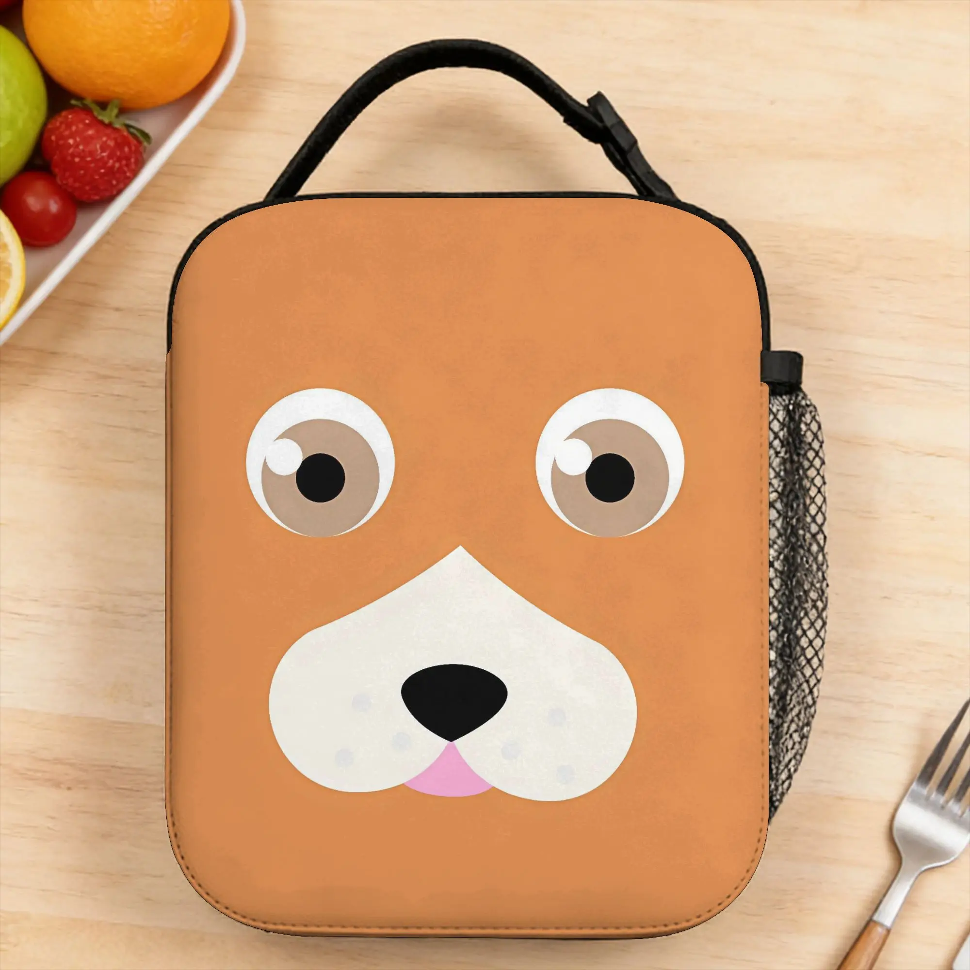 

Lunch Bag Orange Puppy Face With White Muzzle School Lunch Box For Girl Boy Kawaii Portable Graphic Cooler Bag