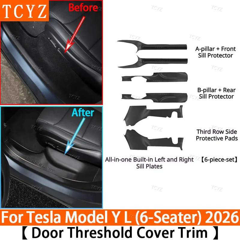 

For Tesla Model YL 2026 TPE Front Rear Door Sill Protector Threshold Strip Waterproof Anti-kick Guard Panel Interior Accessories