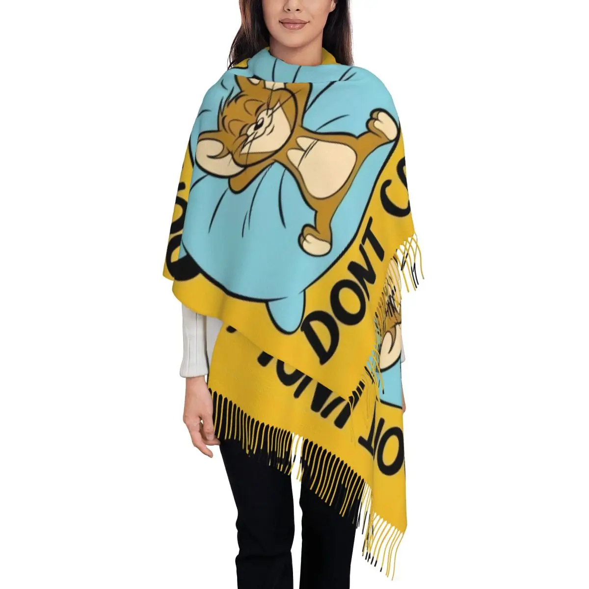 

Custom Scarf Wrap for Women Long Winter Fall Warm Tassel Shawl Unisex American Cartoon Scarves