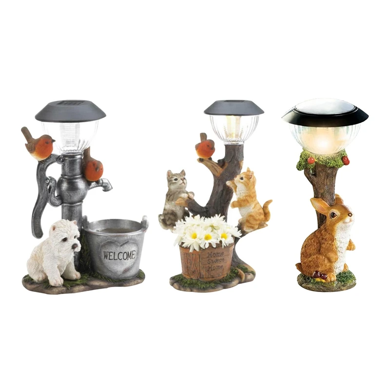 

Cat Dog Rabbit Creativity Solar Lamp Statue Window Animal Light Decoration Cat Climbing Decor Garden Home Room