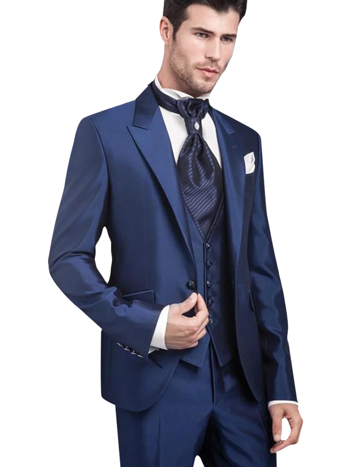

Men's 3-Piece Suit Slim Fit Peak Lapel One Button Tuxedo Jacket Pants Vest Set