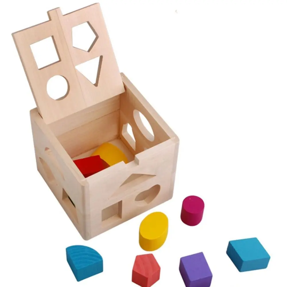 Selezionatore di forme Montessori in legno Scatola quadrata 13 fori Forma Montessori Giocattoli coordinati Educazione della prima infanzia Colorato