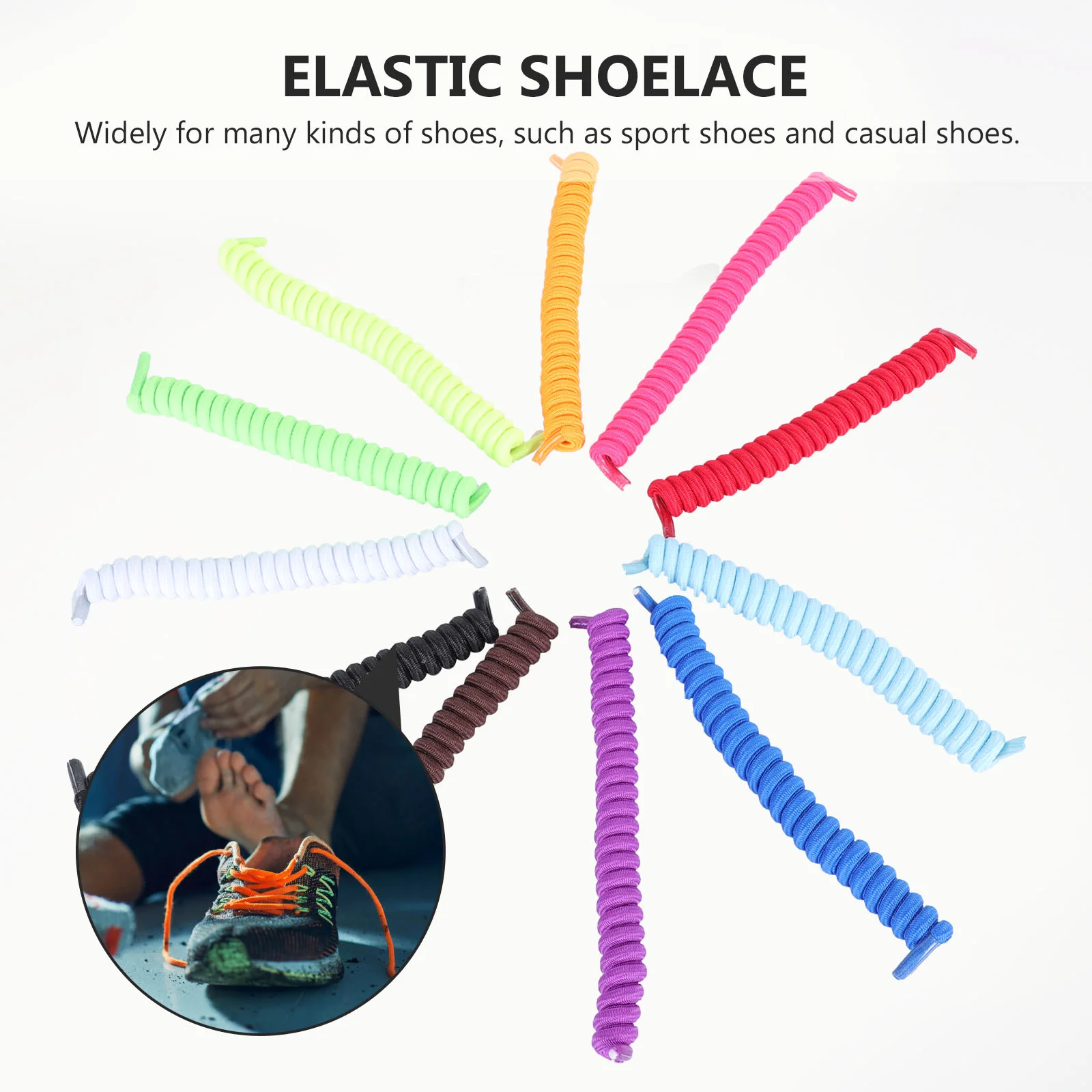 11 Pairs Free Spring Laces Elastic Shoelaces for Shoes Practical Creative Simple No Tying All-match