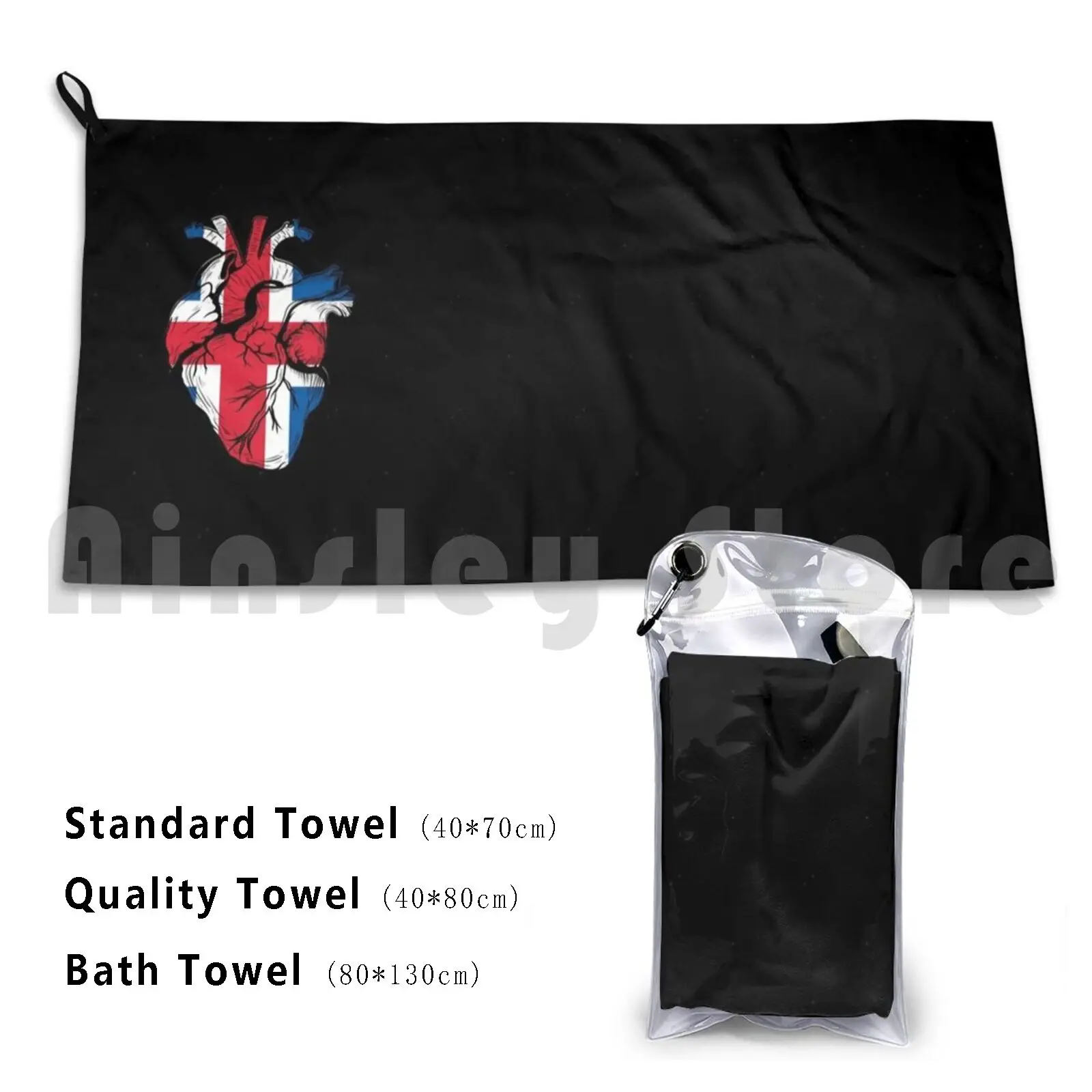 Iceland Human Heart Flag Custom Towel Bath Towel Protective Protective Quarantine Nurse