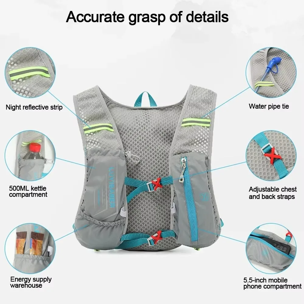 2L Marathon Hydrating Backpack Ultralight Reflective Hiking Hydration Vest Nylon Multifunction Water Vest for Running Cycling