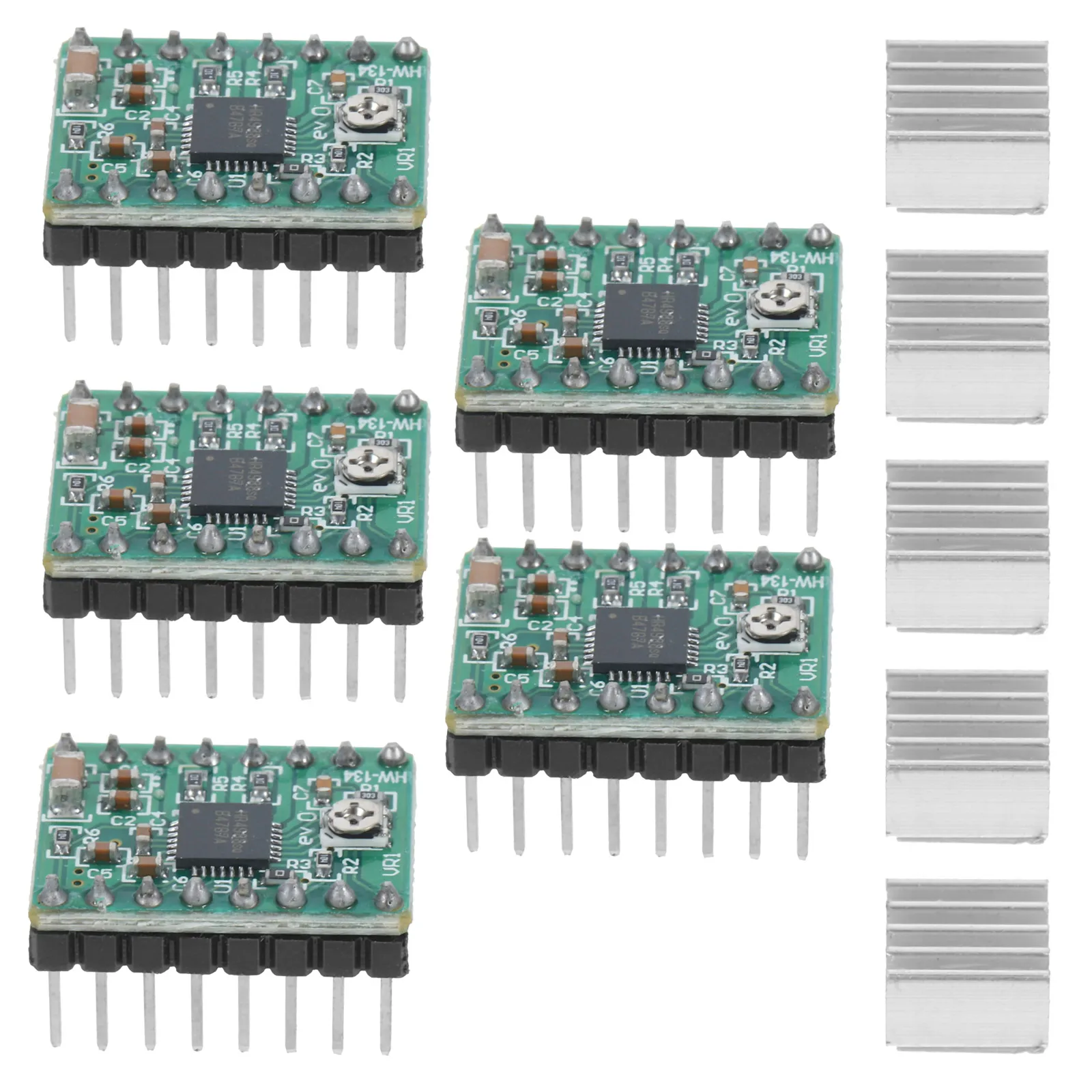 

5pcs A4988 Motor Driver Module for 3D Printers CNC Adjustable Current Control A4988 Stepper Motor Driver Use Protection