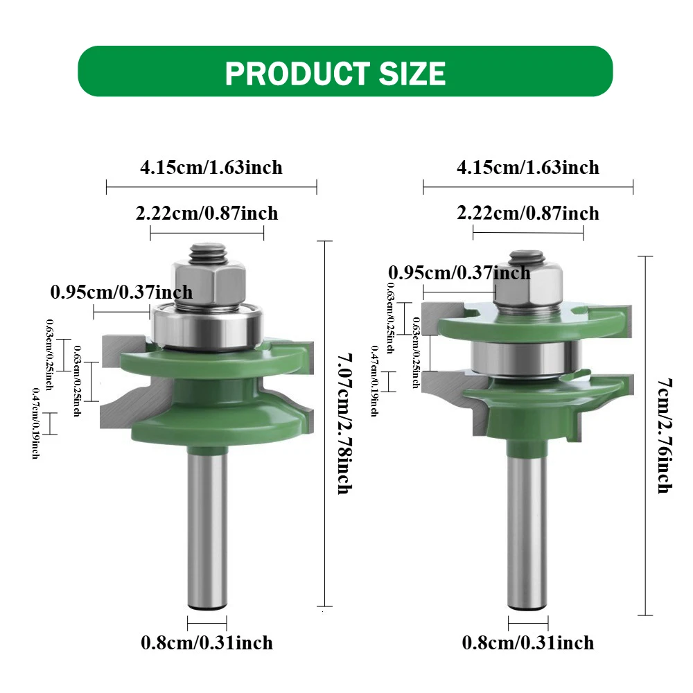 8mm Shank 2pcs Door Panel Cabinet Tenon Router Bit Cabinet Rail & Stile Set Panel Raiser Ogee Milling Cutter Woodworking Tools