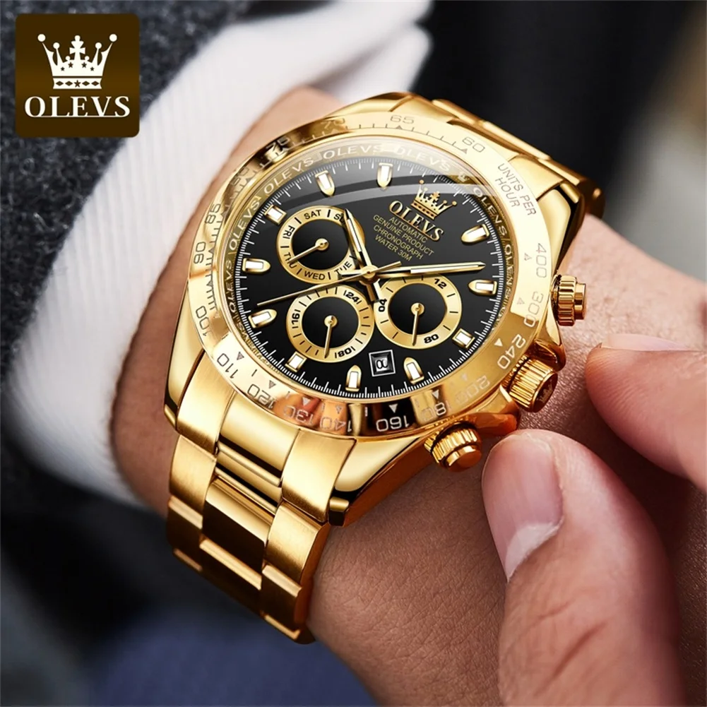 OLEVS 6638 Men Watches Tourbillon Dial Dual Calendar Display Luxury Automatic Watch