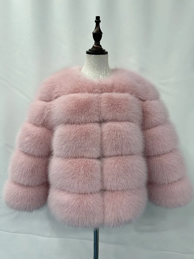 High Quality Cropped Women Faux Fur Coat Women Luxury Fluffy Warm 3/4 Sleeve Fur Tops Jacket Winter Short Mink Coat Outerwear