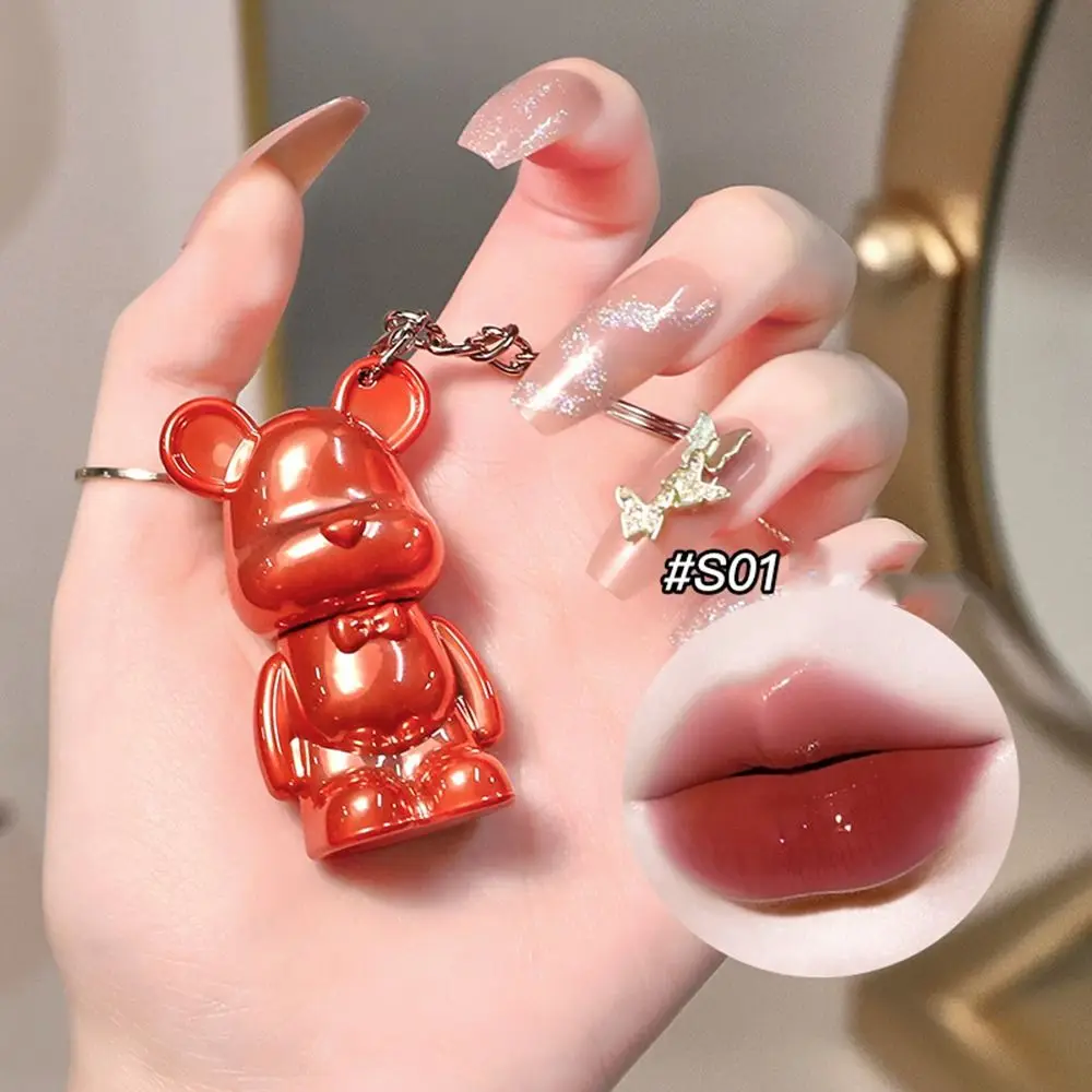 Cute Jelly Mirror Lipstick Non-stick Cup Bear-shaped Lip Gloss Moisturizing Waterproof Long-lasting Lipstick Women