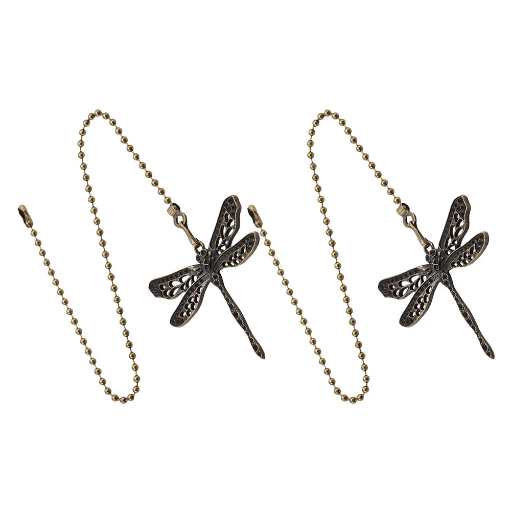 2Pcs Ceiling Fan Pull Chain Dragonfly Metal Pendant Vintage Decorative Light Pull Cord Extension Fan Chain for Lamps