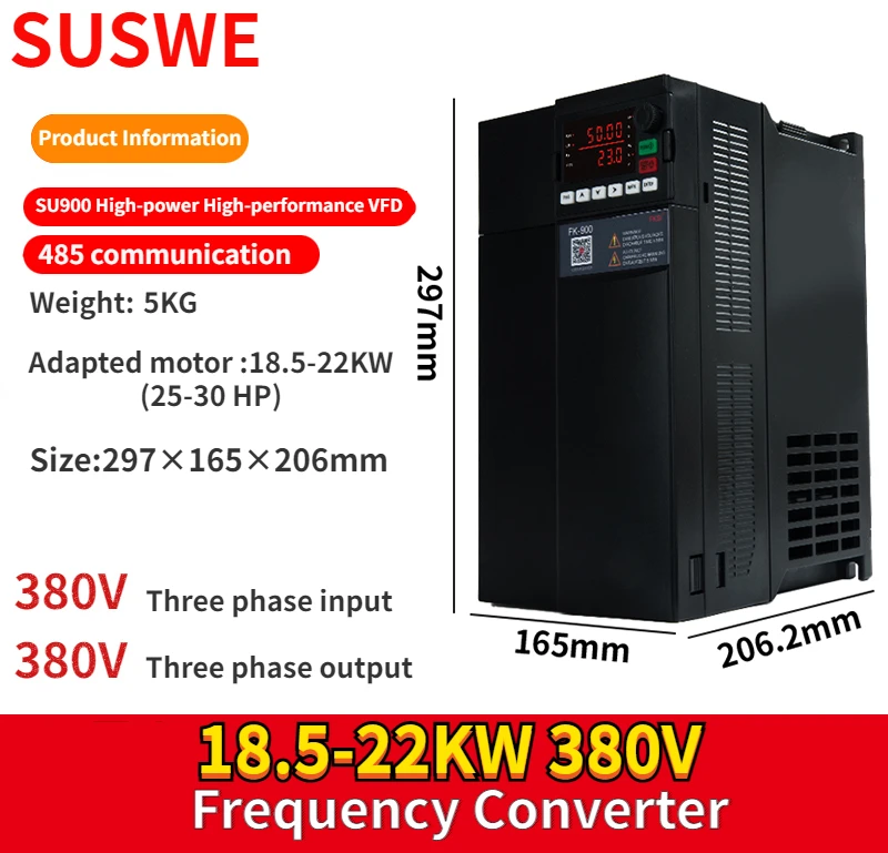 SU900 VFD 18.5KW 22KW  High power Variable Frequency Drive 3 Phase Speed Controller Inverter Motor frequency converter