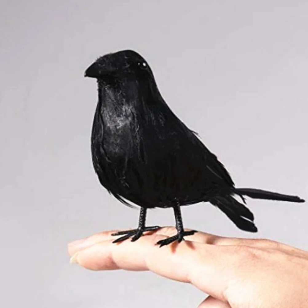 2 Pcs Crow Bird Decor Realistic Halloween Decoration Toy Prop Stimulated Decorations