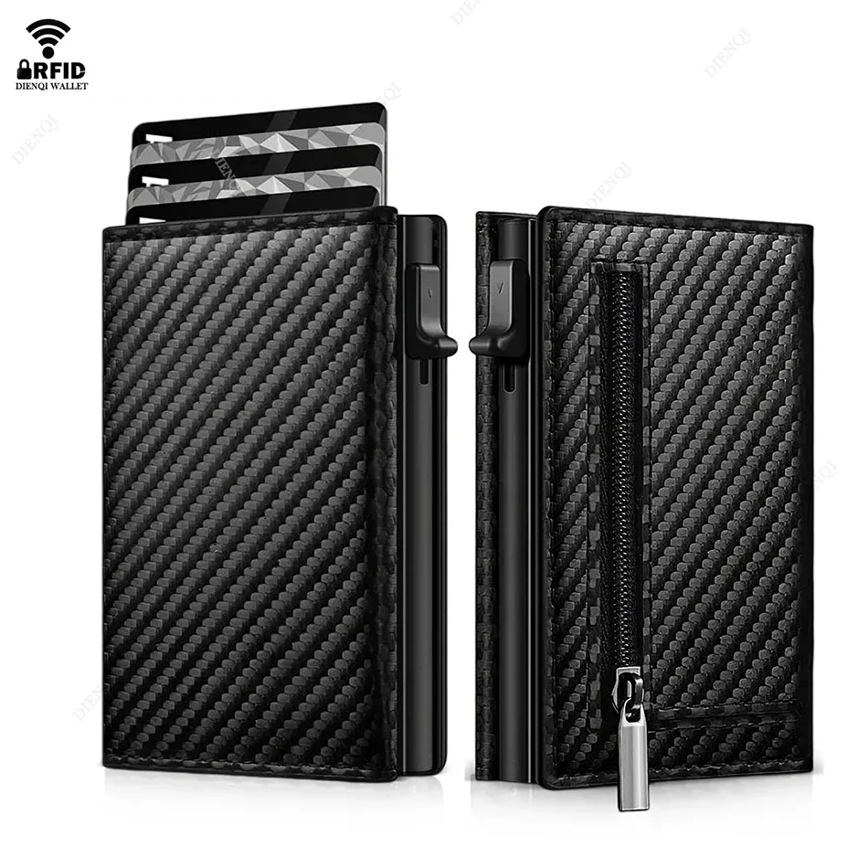 RFID-Kreditkartenhalter Herren-Geldbörse Luxusmarke Bankkarten-Etui aus Kohlefaser Minimalistische Brieftasche Smart Wallets für Männer