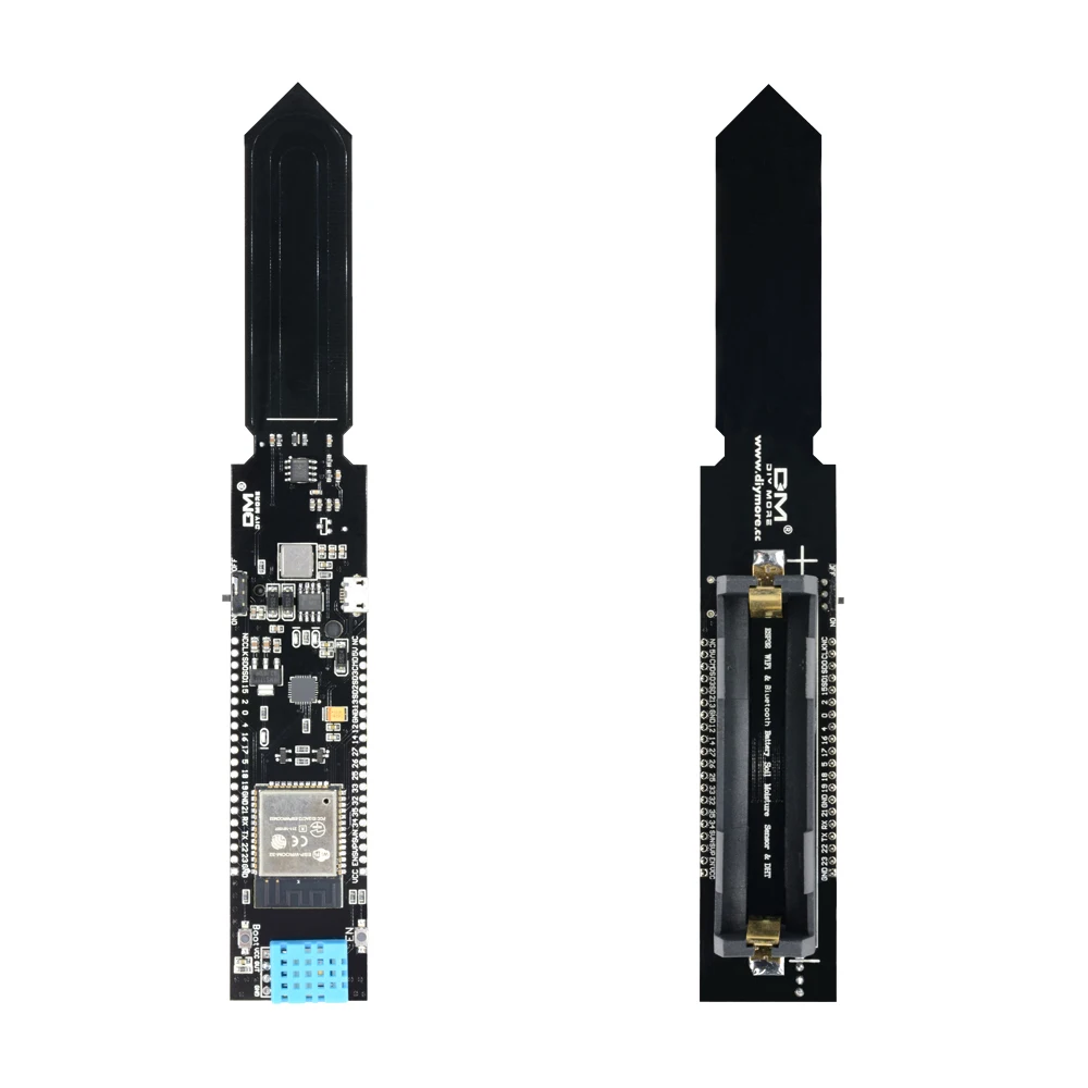 ESP32 DHT11 WIFI Bluetooth Soil Temperature and Humidity Sensor Module with 18650 Battery Holder Soil Tester