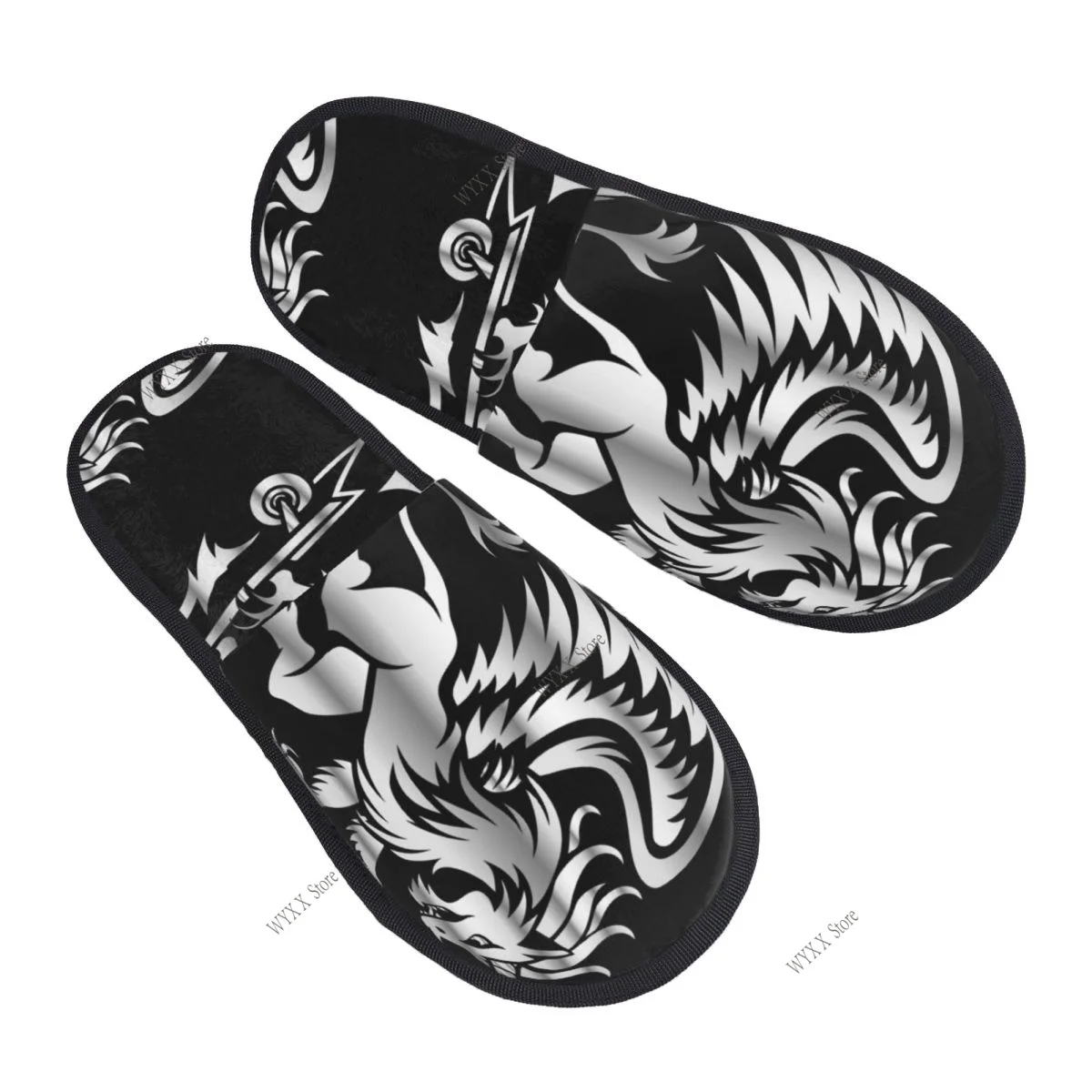

Men Women Plush Indoor Slippers Skeleton Of A Gryphon And A Pegasus With A Horn Warm Soft Shoes Home Footwear Autumn Winter