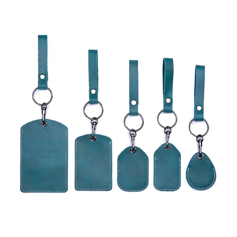 6 Farben Zugangs kontroll karte Lagerung Drop Typ Schlüssel ring Anhänger weiches Rindsleder Schlüssel anhänger Luxus Design Echt leder Schlüssel bund Set