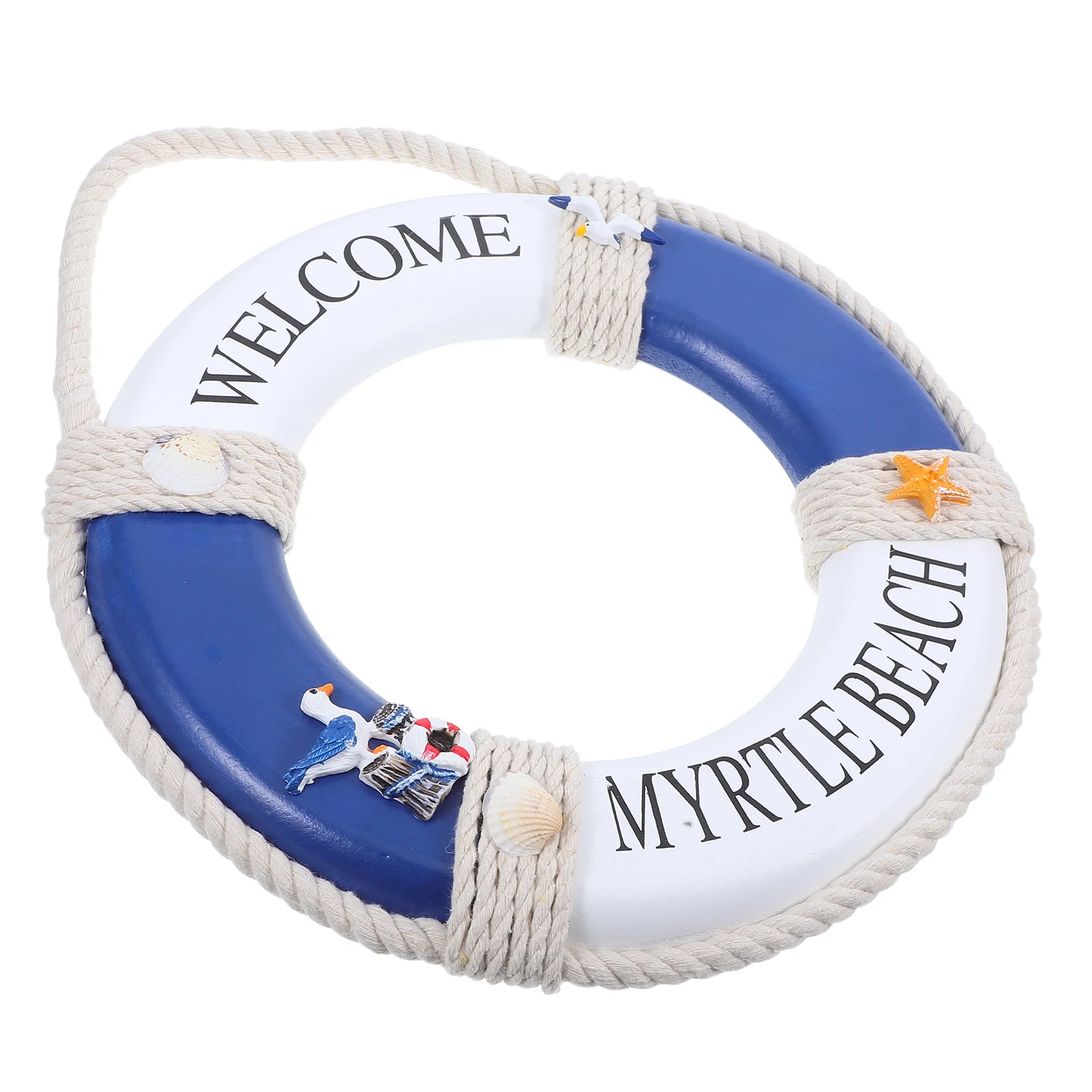 

Mediterranean Style Wooden Lifebuoy Wall Hanging Decoration Nautical Coastal Home Decor Beach Party Hanging Ornament