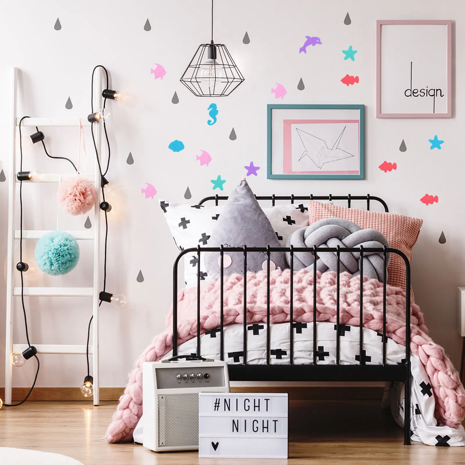 

40Pcs Ocean Animal Foams Wall Stickers Lovely Bathroom Bedroom Decals Safe Removable Cartoon Kids Learning Decor