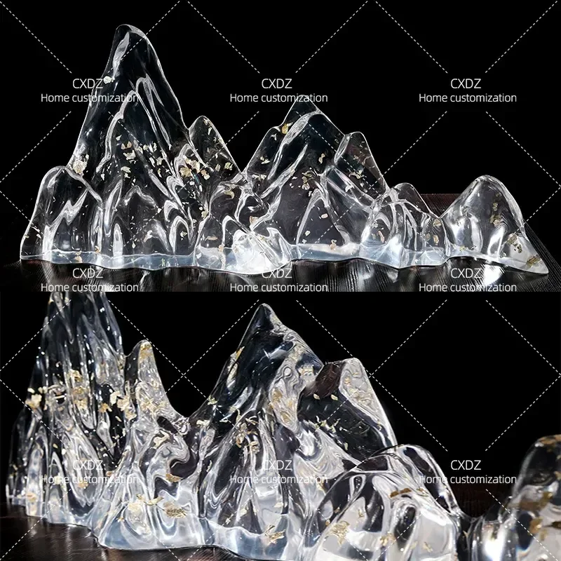 Large Scale Rockery Ornament Sculpture Gold Foil Resin Statue for Hotel Lobby Entrance Restaurant Club Model Room Villa Sales