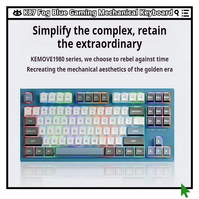 

K87 Mechanical Keyboard Three Mode Connection Full Key Hot Swappable Customized Minimalist Mute Shaft Pad PBT Material RGB CSGO