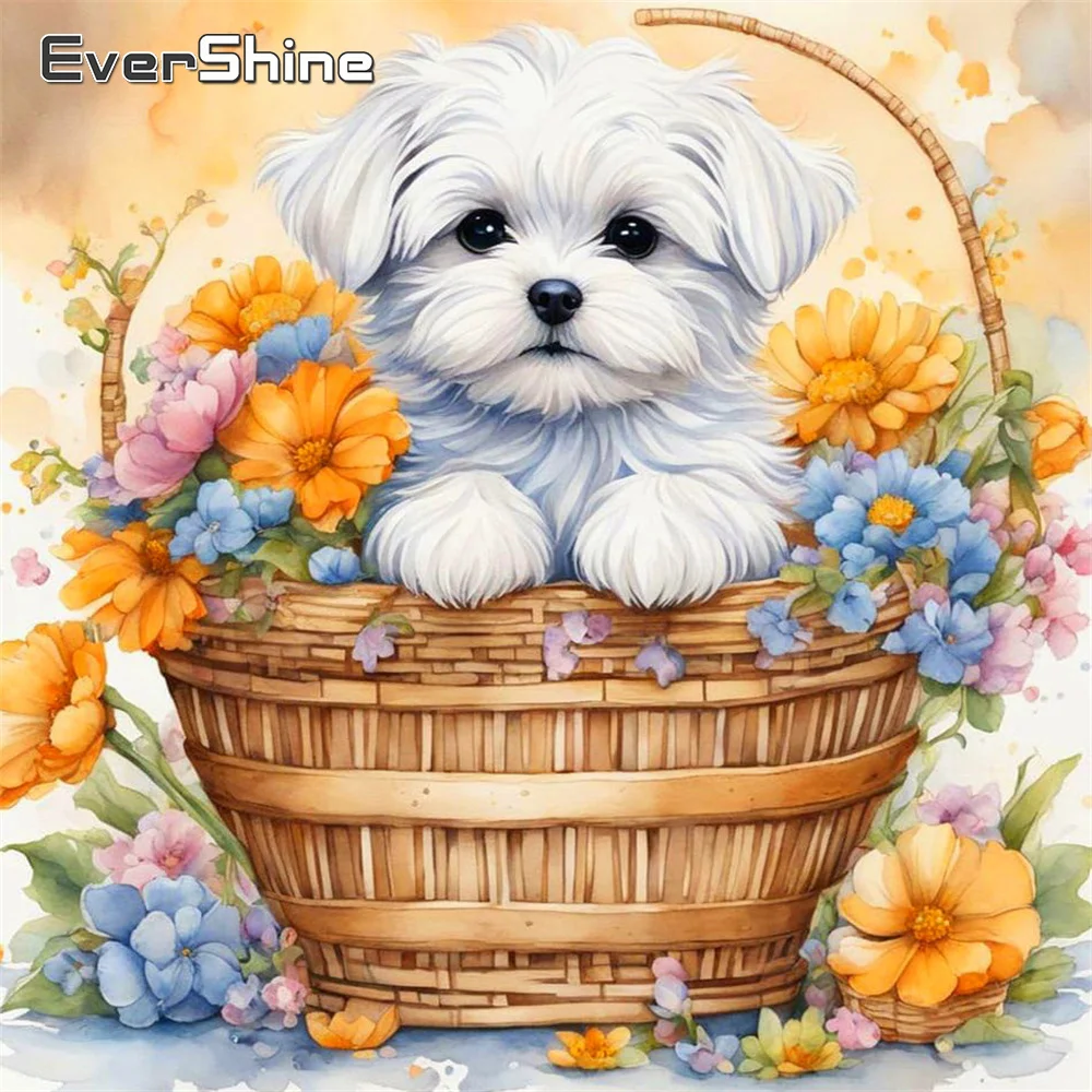 Evershine Diamant Malerei Hund Bild Strass Diamant Stickerei Tier Kreuzstich Mosaik Blume Handgemacht Hobby